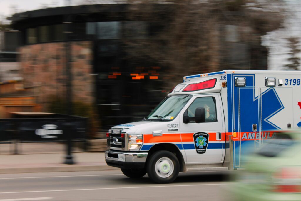 an ambulance speeding by