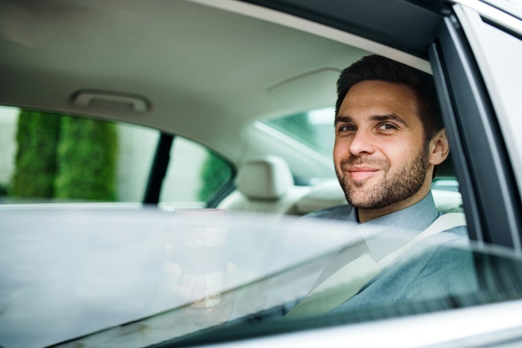 male passenger of a ride-sharing service