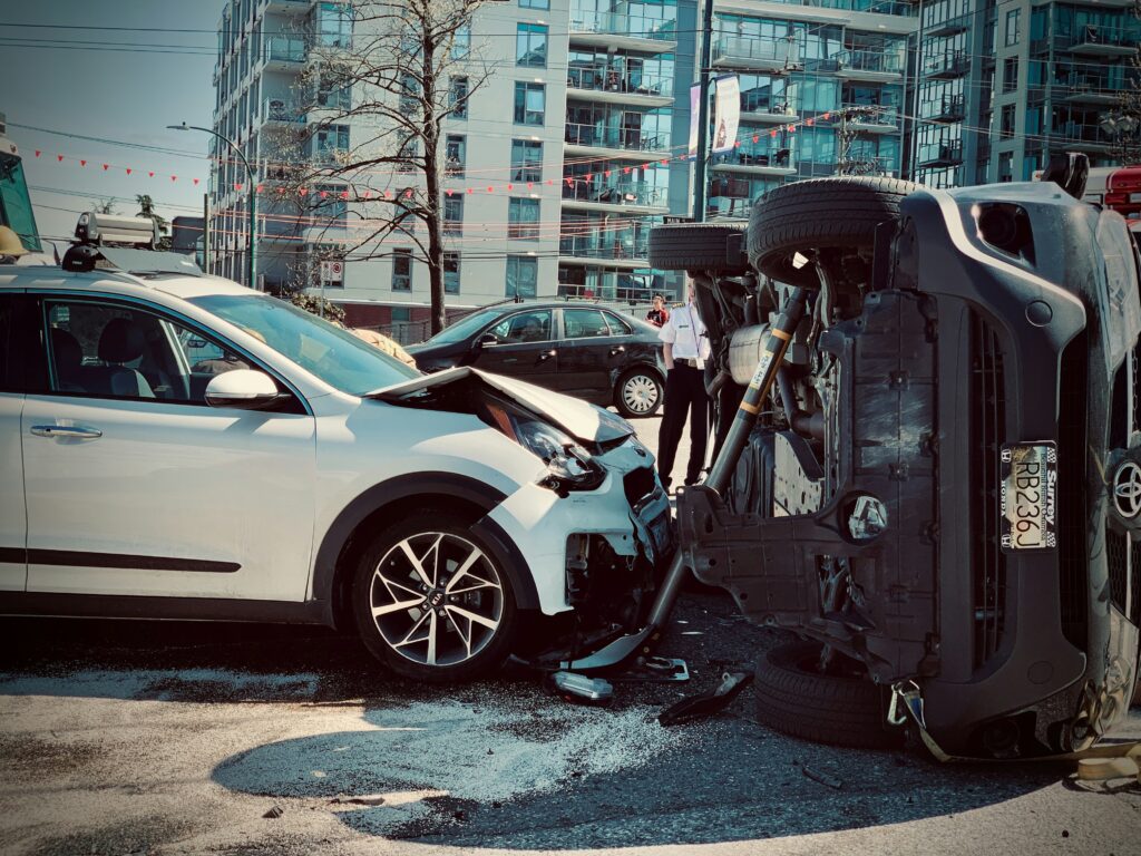car overturned in an accident
